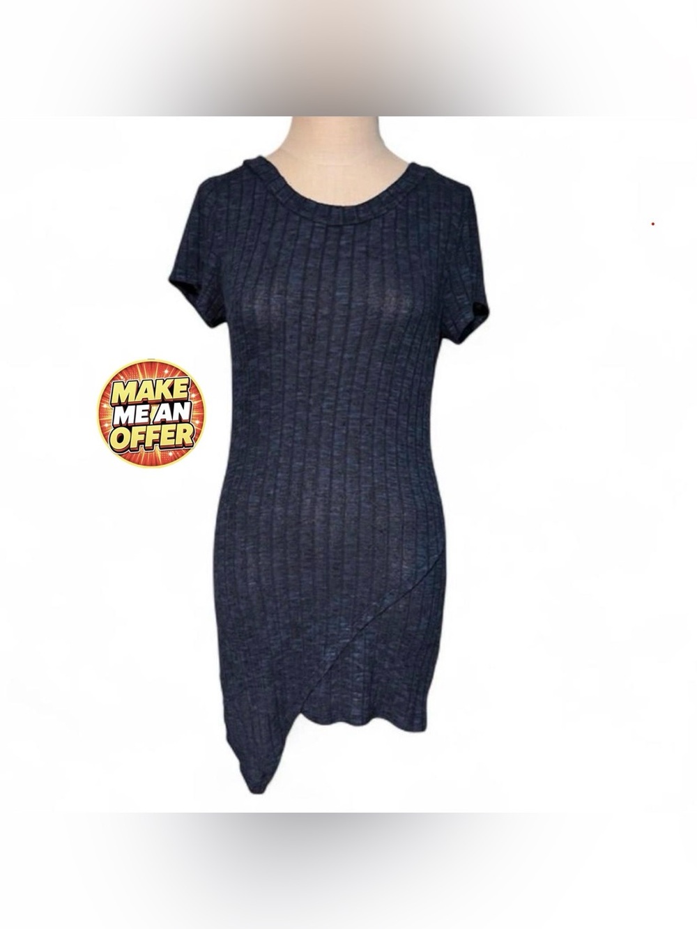 Blue & Grey Asymmetrical Body Con Short Dress - SZ M